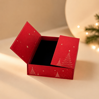Boîte cadeau de Noël personnalisée de haute qualité en carton recyclé à double porte avec fermeture magnétique, poignée en éponge, carton ondulé pour emballage de luxe