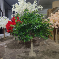 Petit arbre artificiel de 4 pieds, fleurs de cerisier rouges, arbre de cerisier rouge en soie pour centre de table de mariage