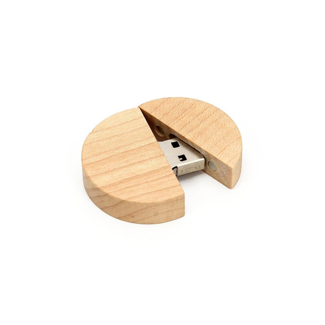 USB Stick 2.0 8GB Memory Stick Pen Free Engraved Logo Natural Circular Walnut Maple Wooden USB Flash Drive