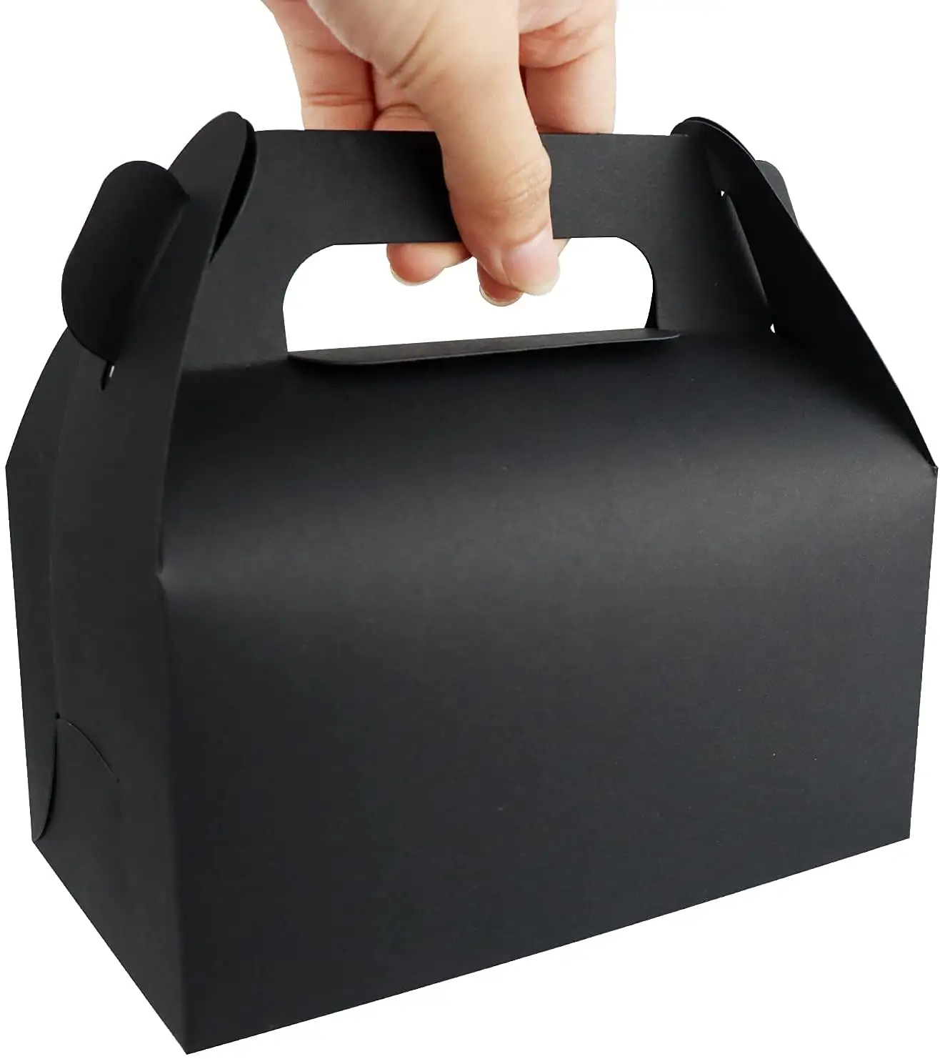 ที่กำหนดเองวันเกิดสีดำ Gable พรรคโปรดปรานกล่องของขวัญกล่องกระดาษแบบพกพาที่มีด้ามจับ
