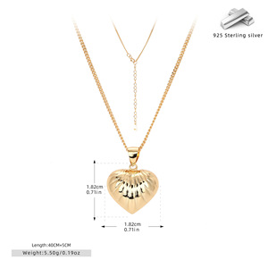 925 argent Sterling luxe minimaliste polyvalent collier ras du cou creux coeur pendentif lien bijoux de mode pour les femmes pour cadeau - Product Image 2