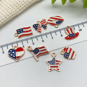 1 giorno dell'indipendenza americana bandiera ciondolo fai da te orecchini pentagramma croce lega goccia <span class=keywords><strong>olio</strong></span> - Product Image 2