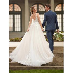 Halter Neck Deep V Backless Lace Ball Gown Wedding Dress White Floor Length Train For Bridal Wear - Product Image 2