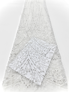 Ni. Ai thiết kế mới đính cườm ren vải thanh lịch Net ren vải 3D hoa <span class=keywords><strong>Sequins</strong></span> ren vải với ngọc trai cho bên váy - Product Image 2