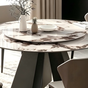 Style italien 360 °   Table à manger rotative 6 places / 6 chaises |   Table à manger de luxe légère en Calacatta Viola - Product Image 3