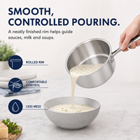 Casserole en acier inoxydable triple couche robuste pour induction, 16 cm et 18 cm, vente en gros, OEM, ODM, marque privée