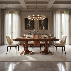 Table à manger impériale grand format EKAR St. <span class=keywords><strong>James</strong></span> |   Table à deux pieds en bois de burl de style anglais luxueux | - Product Image 5