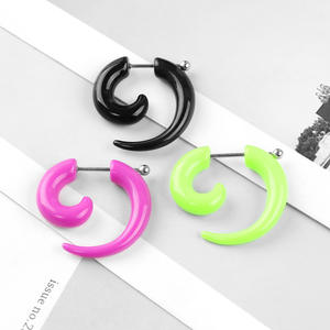 Zesen 2024 colorido acrílico falso espiral oreja Camilla gótico Punk no Piercing oreja medidores expansor acero tornillo túnel tapones - Product Image 5