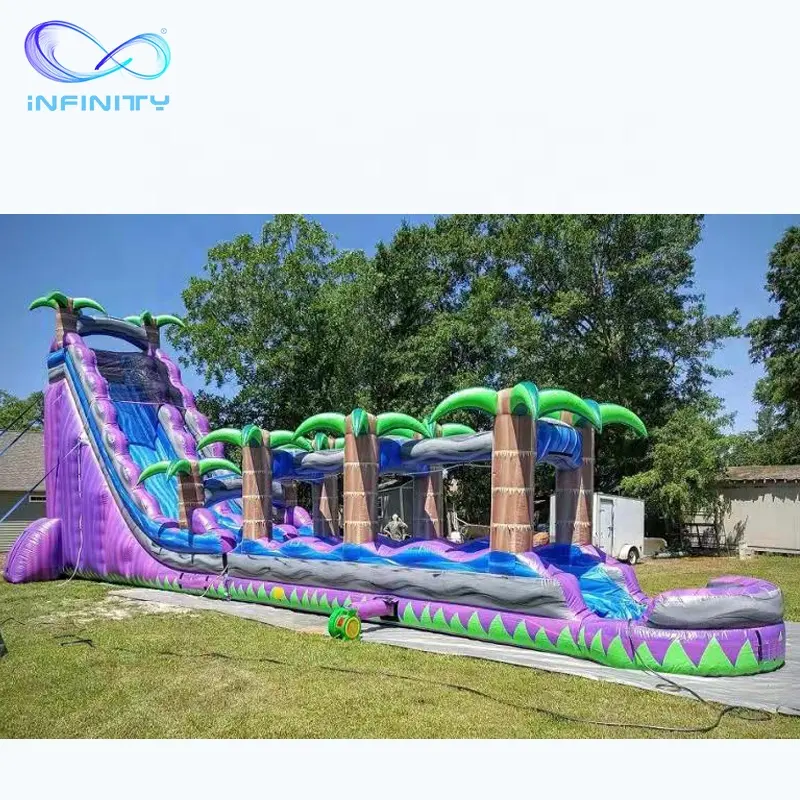 Hot selling large inflatable water slide 0.55mm PVC tarpaulin inflatable outdoor water slide inflatable slide with pool for sale
