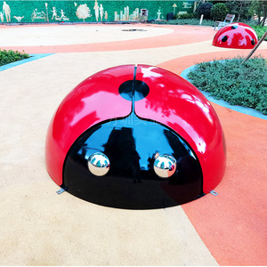Sculpture de coccinelle en acier inoxydable pour extérieur, ornement de jardin en forme d'animal, finition brillante, à poser au sol - Product Image 4