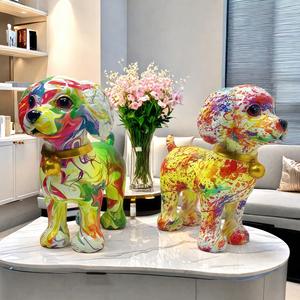 Cross-border New Creative Transfer Bell Dog <b>Ornament</b> Home Living Room Entrance Desktop Decoration Epoxy Resin Folk Art Sculpture - Product Image 2