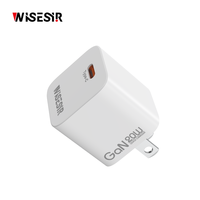 Chargeur USB-C PD intelligent WISESIR 20W GaN avec protection contre la surchauffe QC3.0 OTP, efficacité PPS 92% pour la charge ultra-rapide du S23