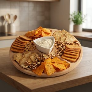 Planche de service rotative en bois de hêtre à 3 compartiments, 33 cm, finition à l'huile végétale, pour fromages et charcuteries, logo personnalisé - Product Image 3