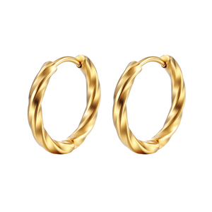 Trendy Geometric Stainless Steel Stainless Steel 18K Gold Plated Black Silver <b>Post</b> Twisted Circle - Product Image 1