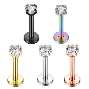 <span class=keywords><strong>Nord</strong></span> Plaqué Or 16g Acier Inoxydable Corps Bijoux Interne Fileté Labret Anneau Prong Zircon Nez Piercing Lèvre Stud et Boucle D'oreille - Product Image 5
