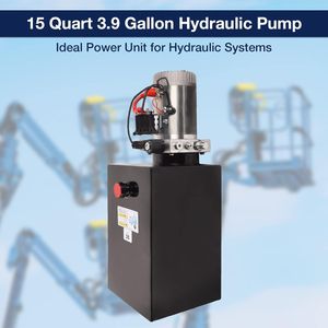 Unidad de potencia hidráulica Db de 15 cuartos de galón, 12V, de acción simple, con depósito metálico y control remoto, bomba para remolques de descarga para automóviles - Product Image 4