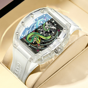 Montre automatique transparente BONEST GATTI pour homme, bracelet en fluororubber souple, lumineuse, étanche, mécanique - Product Image 1