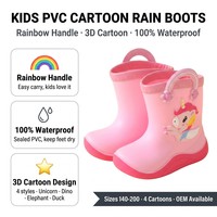 Bottes de pluie pour enfants en PVC avec logo personnalisé, antidérapantes, arc-en-ciel, avec poignée de transport, bottes de pluie pour enfants, bottes Wellington pour tout-petits