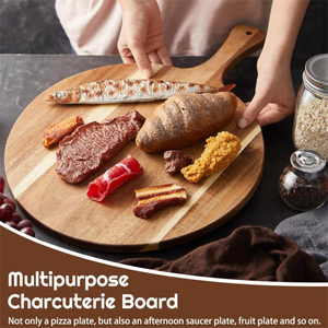 Assiette décorative ronde en bois moderne de 8 pouces, faite à <span class=keywords><strong>la</strong></span> main, passe au lave-vaisselle, plat de service pour mariage - Product Image 4