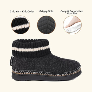 <span class=keywords><strong>Bottes</strong></span> de pantoufles en feutre confortables et chaudes en mousse à mémoire de forme pour <span class=keywords><strong>femmes</strong></span> avec doublure en polaire floue col tricoté chaussures de maison antidérapantes chaussons pantoufles - Product Image 2