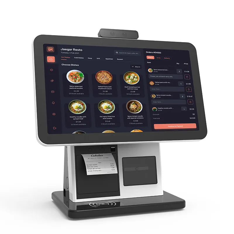 Kunden spezifische 15,6-Zoll-Daul-Bildschirm Pos Terminal Point-of-Sale-Systeme Windows/Android mit Drucker All-in-One-Offline-POS-Maschine