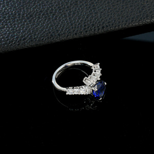 925 Sterling Silver Romantic Heart Shaped Sapphire Gemstone <b>Ring</b> for Women Wedding Anniversary High-grade Simple Classic Design - Product Image 4