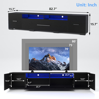 Meuble TV avec armoires de rangement, télécommande, support TV LED long avec contrôle par application, sélection complète des couleurs RVB