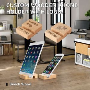 Universal Desktop Wooden Mobile Phone Holder Custom Logo Wood Phone <b>Desk</b> Stand Accessory New Idea Promotional Business Gifts - Product Image 2
