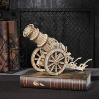 Robotime Rokr Cadeau original Artisanat antique KW801 Canon à roues médiéval Puzzle en bois 3D à assembler soi-même