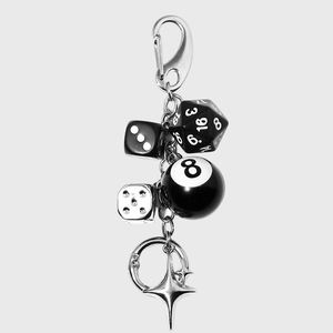 JS Wholesale 23 Styles Y2K Breloques de sac créatives avec cerise, étoile argentée, cœur, boule noire, dé, porte-clés pour femmes et hommes - Product Image 3