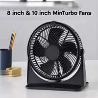 Ventilador de Escritorio Compacto y Ligero de 30W, Cabezal Ajustable a 90°, Control Mecánico de 3 Velocidades, Altura Ajustable, Refrigeración Portátil