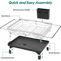 Égouttoir à vaisselle simple extensible en acier inoxydable moderne pour évier de cuisine, antidérapant, durable, réglable, de type sur pied