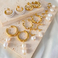 EMANCO Boucles d'oreilles créoles chic et délicates, géométriques, couleur or, en acier inoxydable, bijoux de mode pour femmes, vente en gros, dropshipping