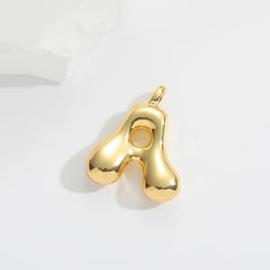 DIY 보석 14K 금도금 이니셜 편지 펜던트 황동 대형 좋은 버블 편지 펜던트 액세서리 - Product Image 5