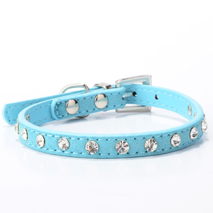 <span class=keywords><strong>Collar</strong></span> de perro de PU suave con tachuelas de diamantes de imitación de patrón sólido elegante moderno de lujo ajustable para mascotas pequeñas - Product Image 3