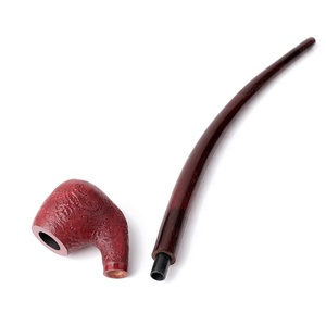 MUXIANG Churchwarden Bent Stem tabacco Pipe in legno di legna bocchino in legno massello con filtri da 9mm - Product Image 4