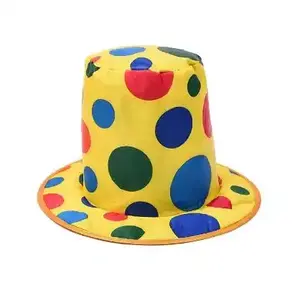 成人彩色斑点礼帽魔术师朋克小丑帽子时尚节日服装游行万圣节配饰套装