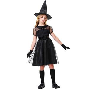 Conjunto de disfraz de bruja de Halloween para niñas, vestido de gasa, sombrero, cinturón, juego de rol, disfraz para actuación en escenario - Product Image 2