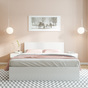 Juego de Muebles <span class=keywords><strong>para</strong></span> Dormitorio TOPOHUT Serie D, Estructura Duradera de Acero y Madera Totalmente Blanca, Mobiliario Completo <span class=keywords><strong>para</strong></span> Apartamentos, Viviendas Masivas y Campamentos <span class=keywords><strong>para</strong></span> Personal - Product Image 4