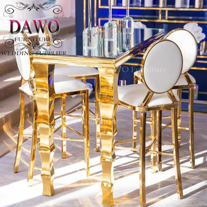 New Coming Glass Top Golden <strong>bar</strong> <strong>Table</strong> <strong>and</strong> <strong>Stools</strong> - Product Image 1