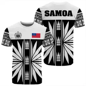 T-shirt personnalisé tribal polynésien de haute qualité pour hommes en gros Polyester Gym Samoa noir samedi T-Shirts à manches courtes col rond