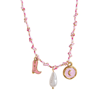 Collar de Cuerda Trenzada de Cobre Chapado en Oro con Colgante de Océano, Diseño Colorido, Joyería Hecha a Mano, Personalizada y Moderna, Regalo