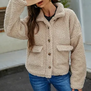 long sleeve winter and autumn warm coat Faux fur women loose Fleece Short casual coat outwear