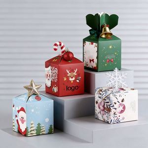 Caja de Regalo Navideña de Papel Rojo con Lazo, Diseño Personalizable Directo de Fábrica, Ideal para Empacar Dulces y Golosinas Navideñas - Product Image 1