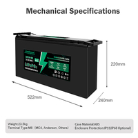 Batterie LiFePO4 25,6 V 100 Ah, 6000 cycles, durée de vie 8 fois supérieure aux batteries au plomb, faible coût global, cellules de qualité A, protection BMS intégrée pour l'énergie solaire