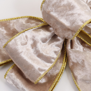Pita Natal Beludru Halus Mewah dengan Tepi Kawat Emas, Pita Merah Hijau Champagne untuk Dekorasi Pohon Natal dan Karangan Bunga - Product Image 2