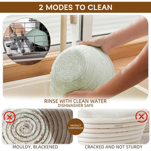 Ensemble de paniers de levage en silicone pour <span class=keywords><strong>pain</strong></span> au levain, résistants à la chaleur, paniers <span class=keywords><strong>Banneton</strong></span> ronds de 9 pouces et ovales de 10 pouces, antiadhésifs, pliables, cadeau - Product Image 3