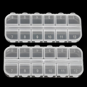 Boîte de rangement transparente en plastique à 12 compartiments pour bijoux et perles, vente en gros, OEM, haute qualité, sans BPA, empilable, pour cosmétiques et ongles - Product Image 1