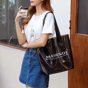 Custom Logo <b>Transparent</b> Jelly Orange PVC Tote <b>Bag</b> with Button Closure Stylish Fashionable Design for Gifts Shopping - Product Image 3