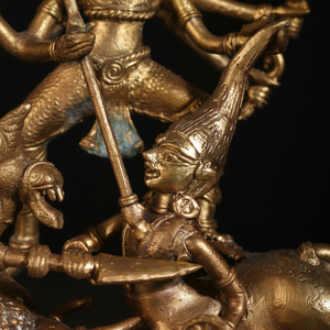 8 \ "Estatua de latón de Mahishasura-Mardini Diosa Durga Dhokra Escultura de arte - Product Image 1